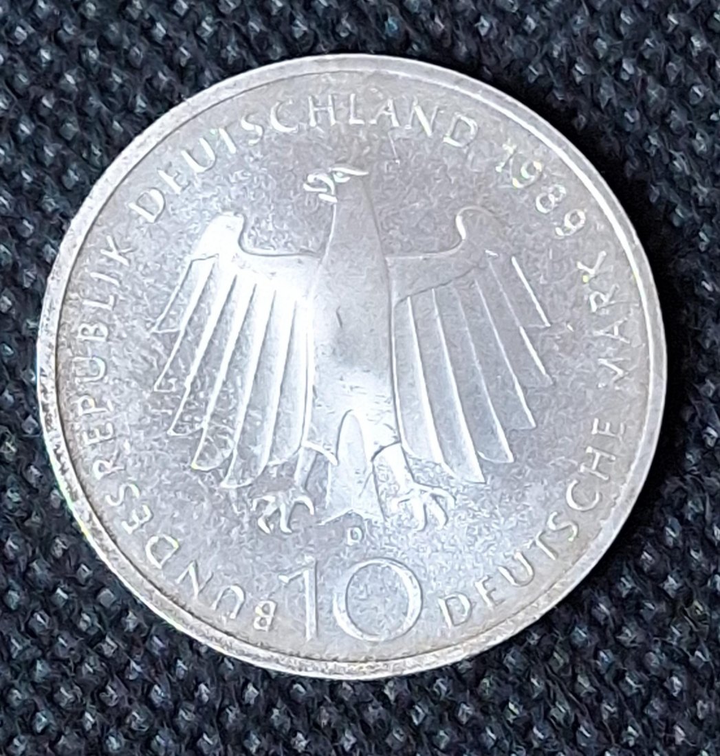  Silbermünze BRD, 10 DM 1989 D, 2000 Jahre Bonn, Feingewicht 9,69 Gramm   