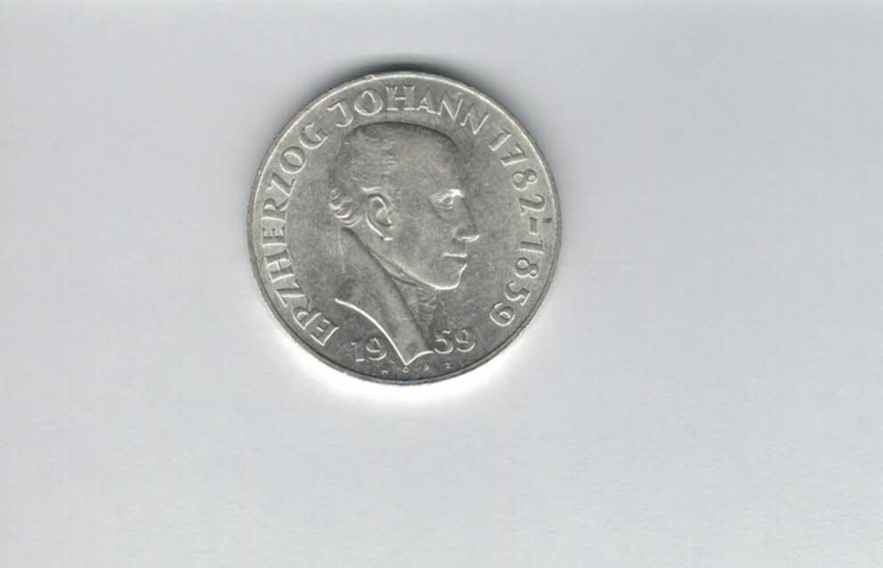  25 Schilling 1959 Erzherzog Johannes silber 10,4g fein Österreich Spittalgold9800 (4588/5)   