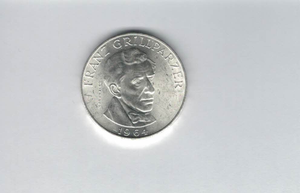  25 Schilling 1964 Franz Grillparzer silber Gedenkmünze Österreich Spittalgold9800 (04588/10)   