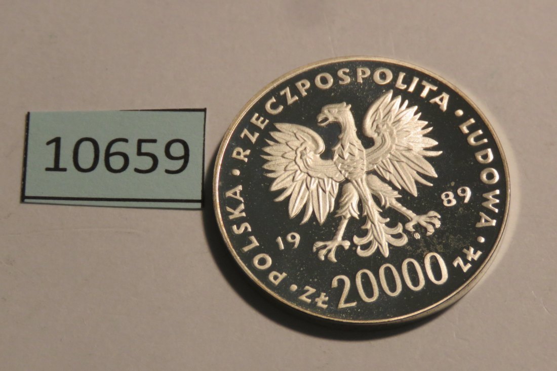  10659 Polen 1989 - 20.000 Zloty - Fußball 2 -  19,3 g SILBER 0.750   