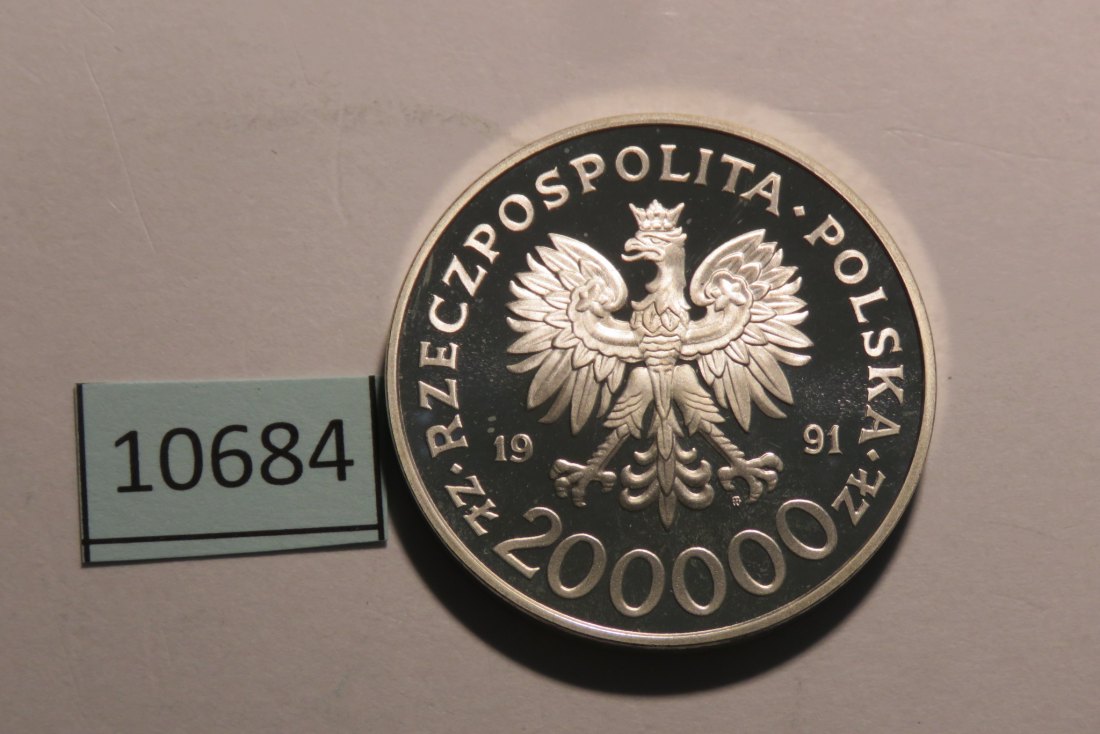  10684 Polen 1991 - 200.000 Zloty - Olympia Gewichtheben -  31,1 g SILBER 0.925   