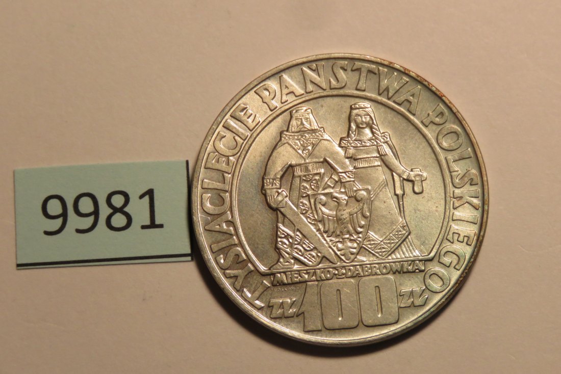  9981 Polen 1966 - 100 Zloty - Miezko + Dabrowka -  20,0 g SILBER 0.900   