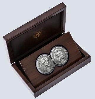  Südafrika Big Five II Löwe 2 x 1 oz Silber 2022 in Doppelkapsel, Auflage 1.000 Sets   