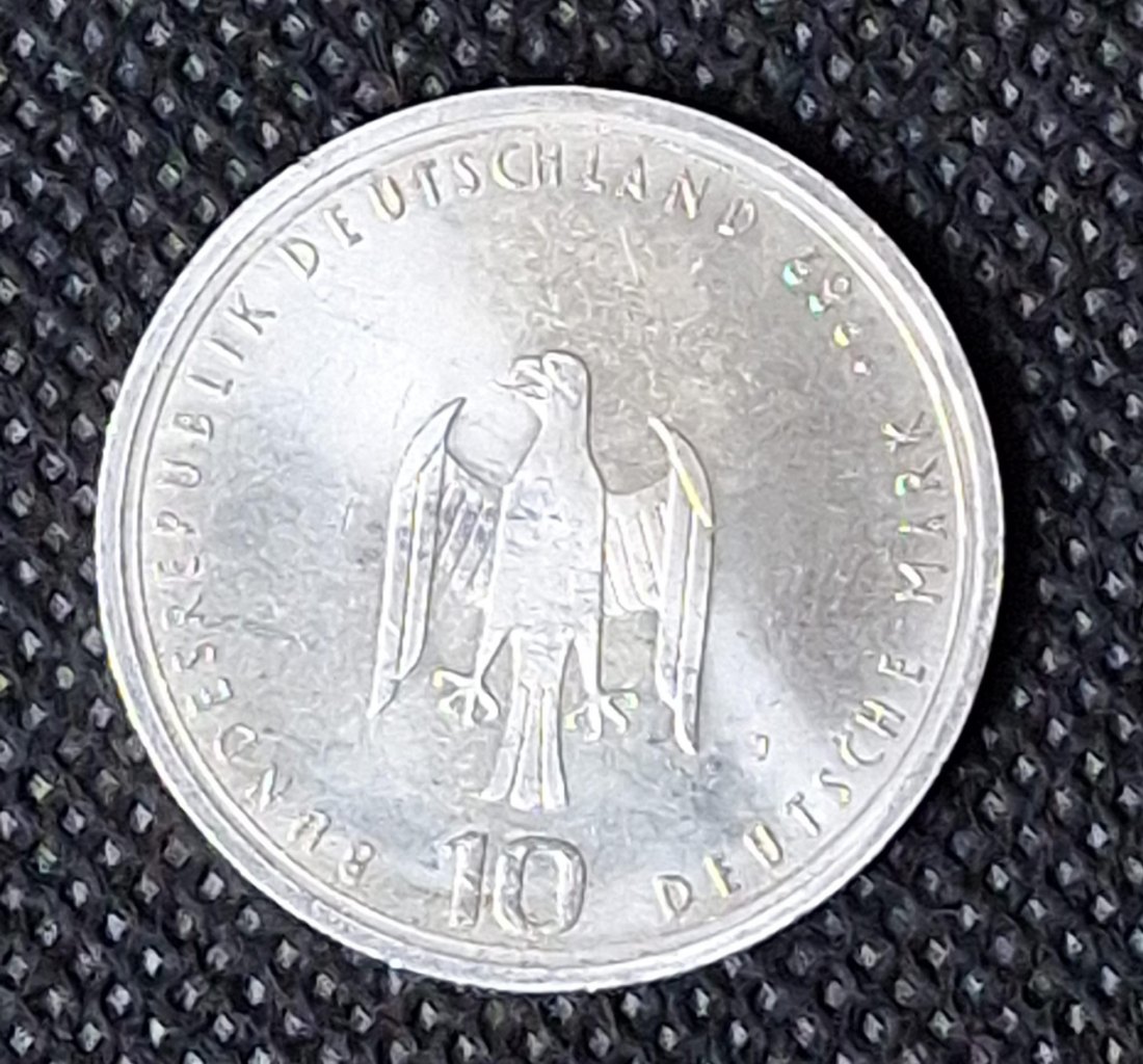  Silbermünze BRD: 10 DM 1989 J, 800 Jahre Hamburger Hafen, Feingewicht 9,69 Gramm   