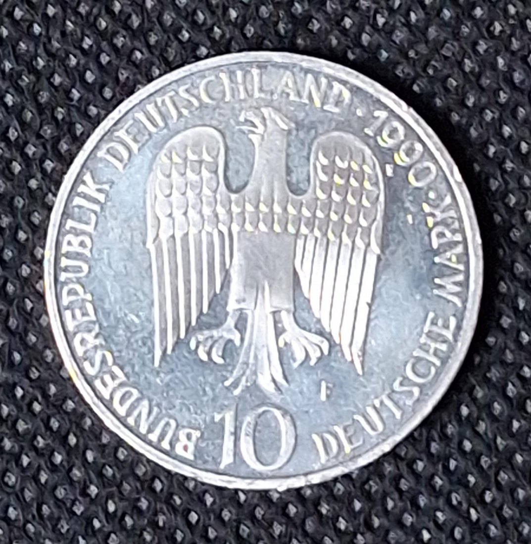  Silbermünze BRD: 10 DM 1990 F, Kaiser Friedrich Barbarossa, Feingewicht 9,69 Gramm   