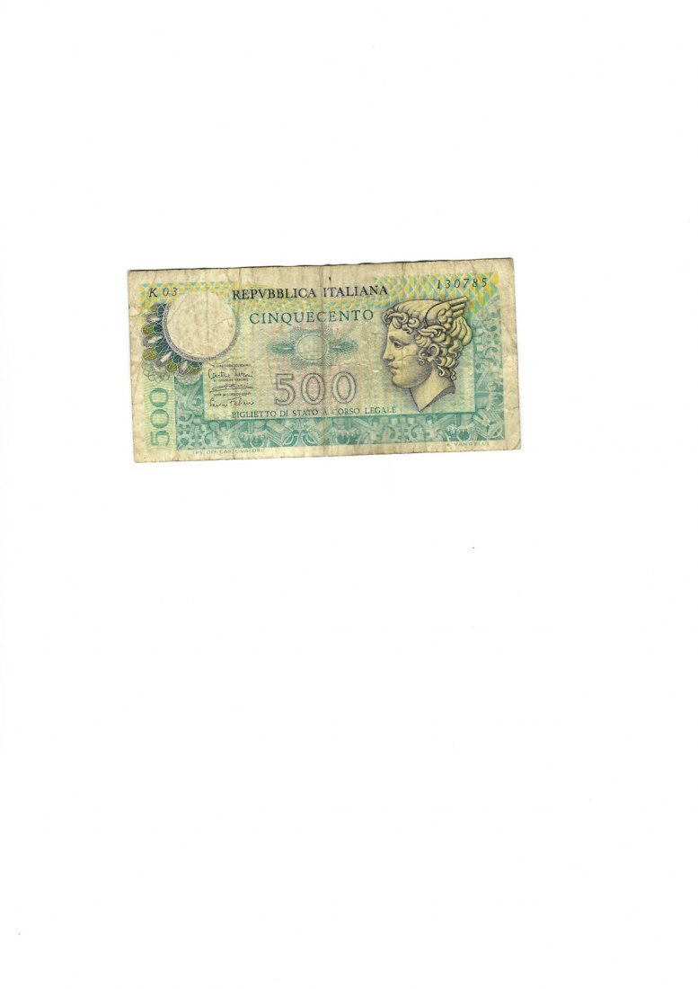  Banknote (56) Italien 500 Lire 1974 Mercurio   