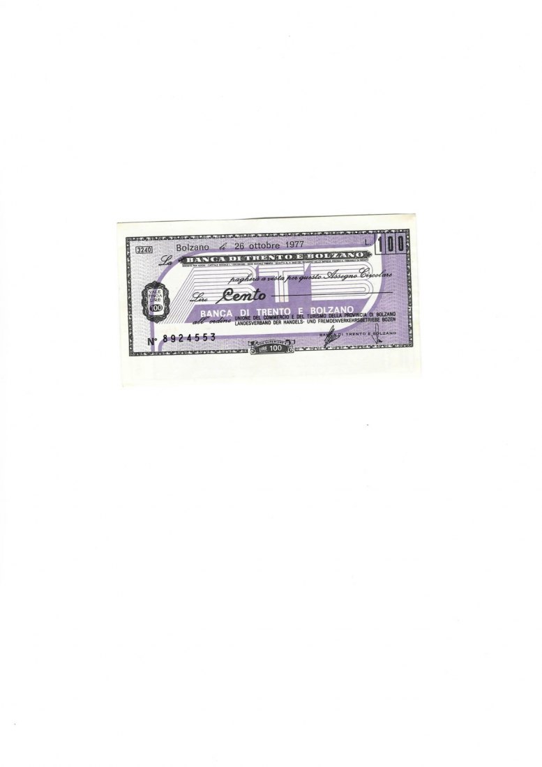  Banknote (59) Italien 100 Lire 1977 Notgeld   