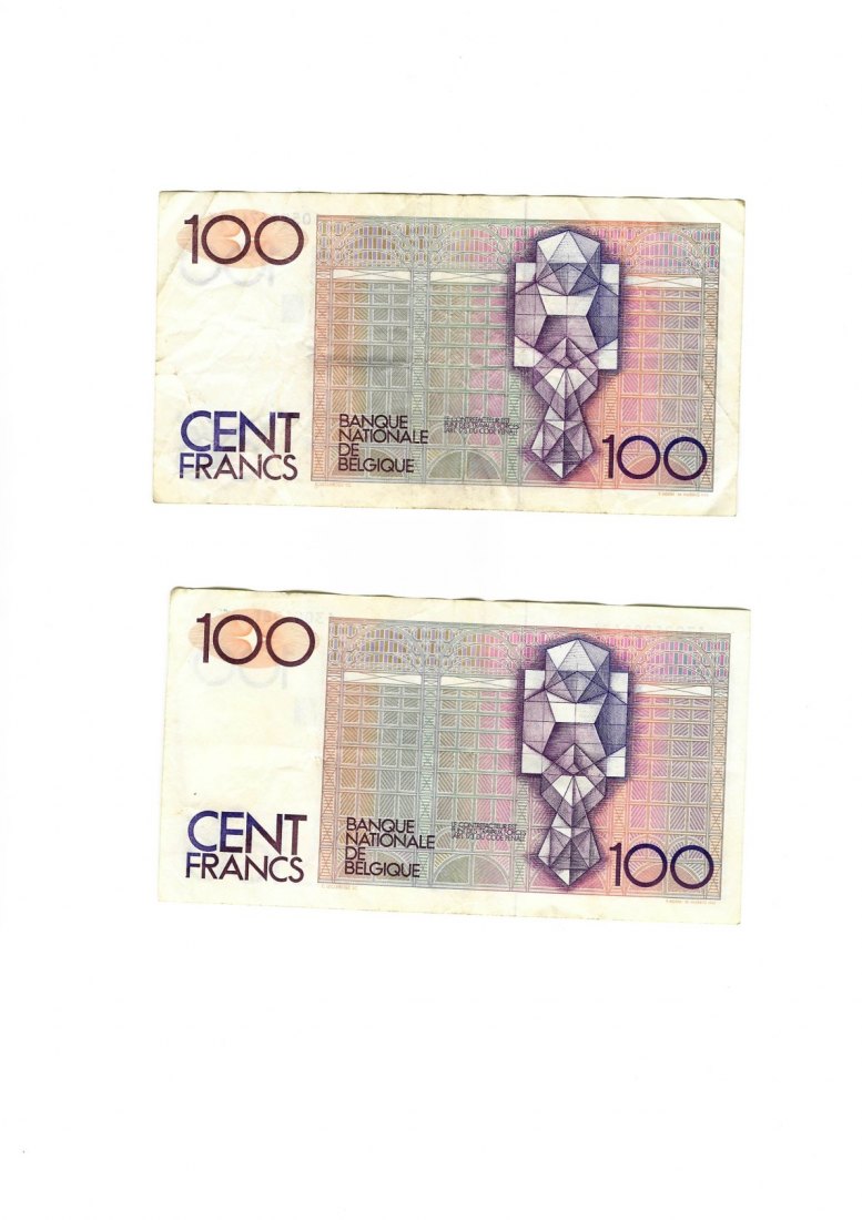  Banknote (60) Belgien 2 Stück 100 Franken   