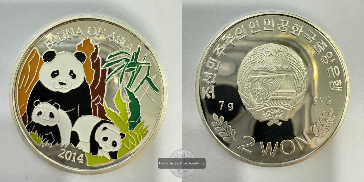  Nord Korea 2 Won 2014 Fauna of Asia Coloriert FM-Frankfurt Feinsilber: 7g   