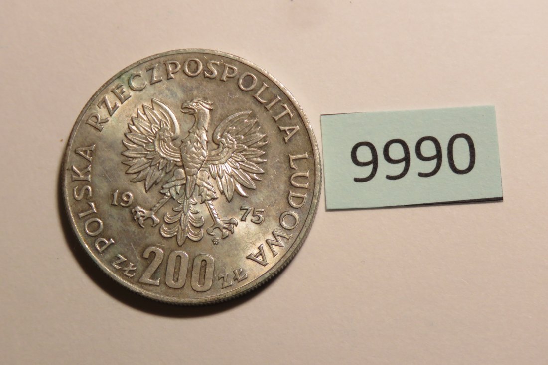  9990 Polen 1975 - 200 Zloty - 30 Jahre Ende des Faschismus - 14,47 g SILBER 0.625   