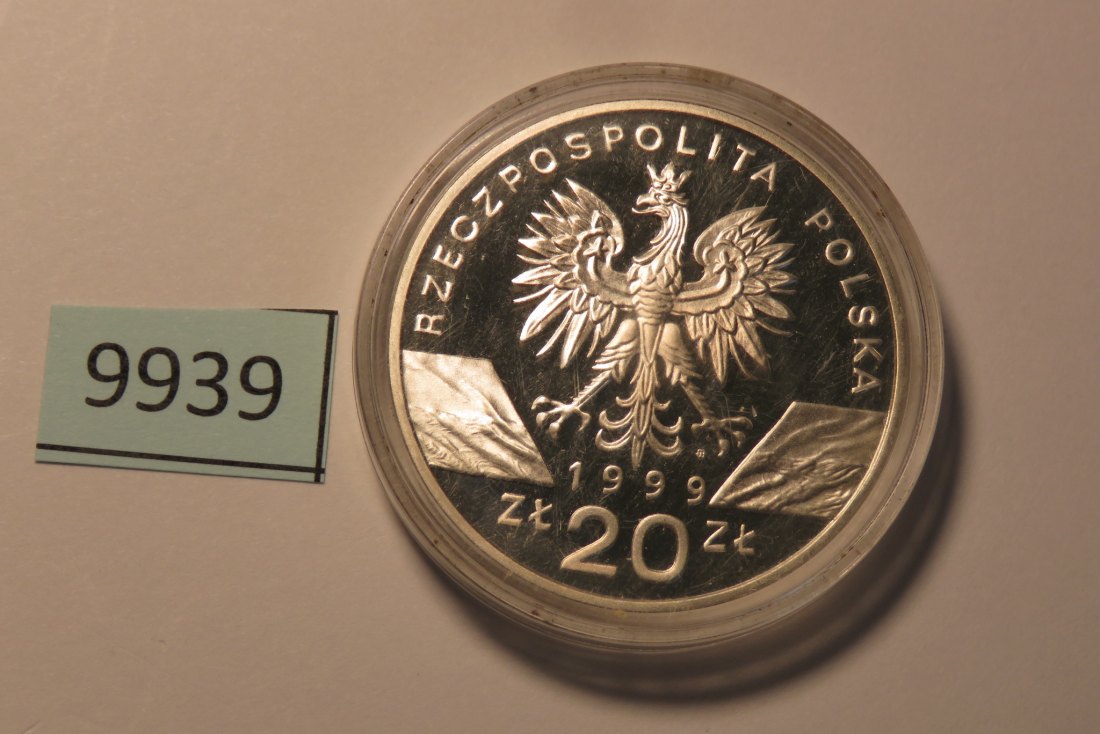  9939 Polen -  20 Zloty - Wölfe - 28,28 g SILBER 0.925   