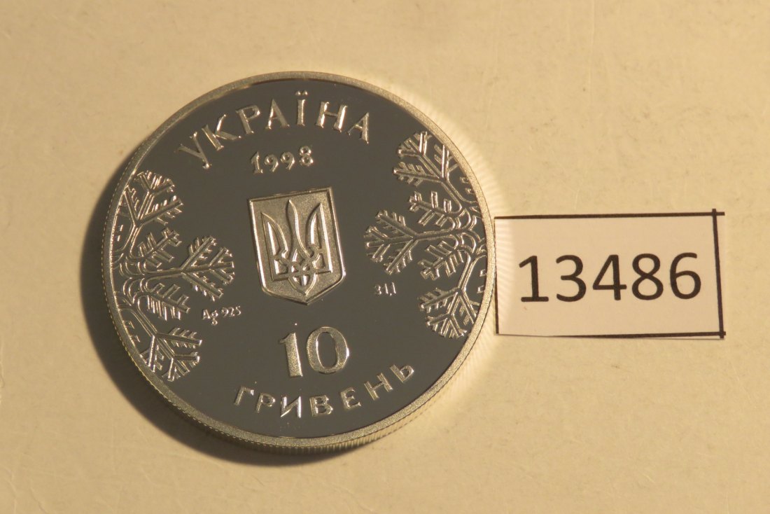  13486 Ukraine 1998 - 10 Gryvni - Olympia Eiskunstlauf - 33,62 g SILBER 0.925   