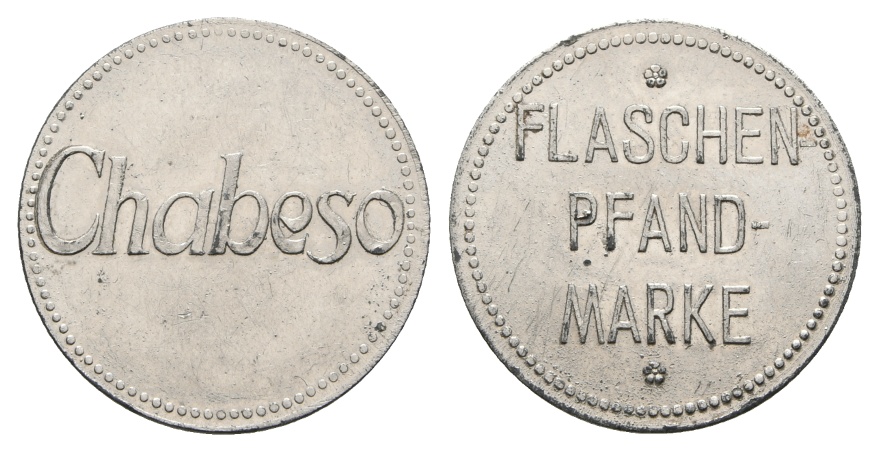  Bayern; Augsburg; Chabeso, Flaschenpfand-Marke; Menzel -   