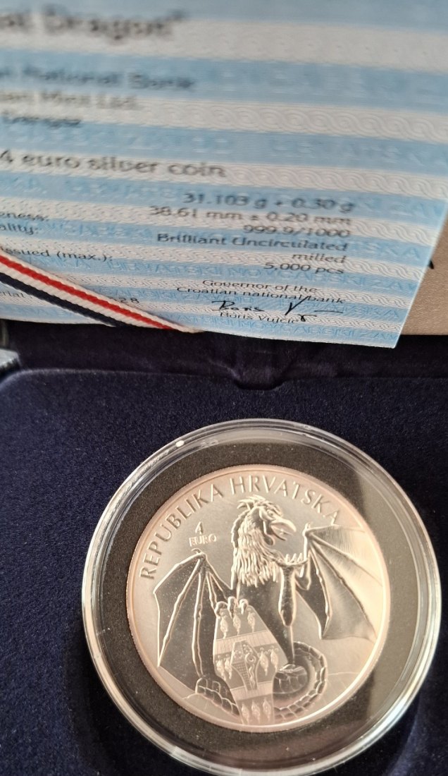  Kroatien 4 Euro 1 oz Silber 2024 Trsat Drache Dragon Bu Auflage 5.000   