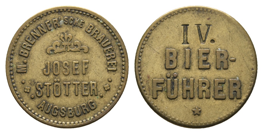  Bayern; Augsburg, M.Brenner'sche Brauerei, Josef Stötter, IV. Bier-Führer; Menzel 1042.1   