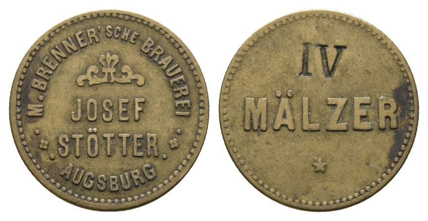  Bayern; Augsburg, M.Brenner'sche Brauerei, Josef Stötter, IV. Mälzer; Menzel 1042.12   