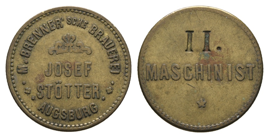  Bayern; Augsburg, M.Brenner'sche Brauerei, Josef Stötter, II. Maschinist; Menzel 1042.16   