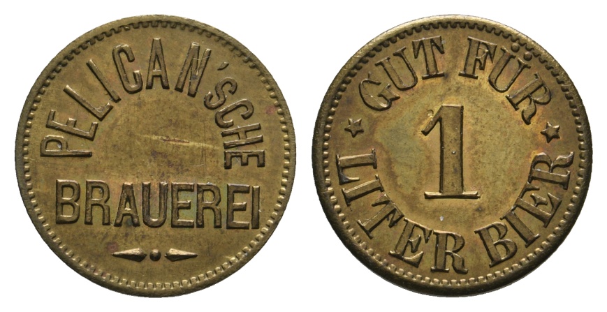  Bayern, Augsburg; Peligan'sche Brauererei, Gut für 1 Liter Bier; Menzel 1056.1   