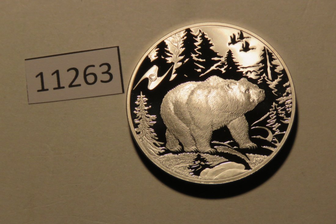  11263  Rußland 2009 - 3 Rubel - B Ä R - 33,94 g SILBER 0.925   