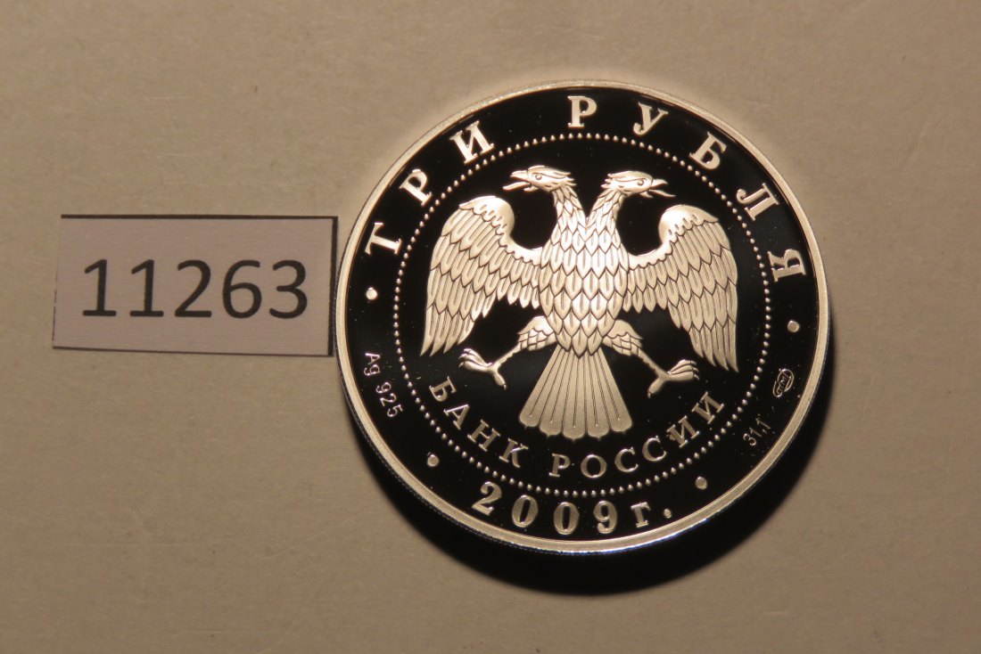  11263  Rußland 2009 - 3 Rubel - B Ä R - 33,94 g SILBER 0.925   