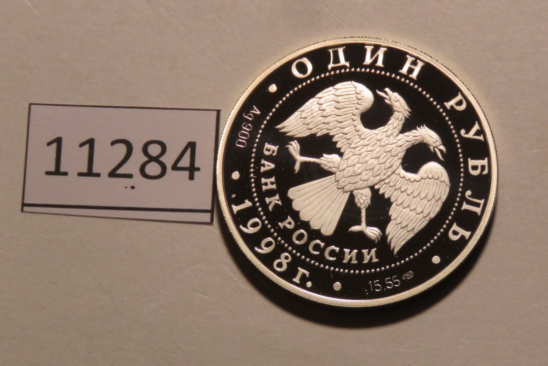  11284  Rußland 1998 - 1 Rubel - WALROSS - 17,44 g SILBER 0.900   