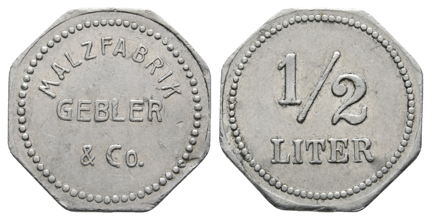  Bayern, Augsburg; Malzfabrik Gebler & Co., 1/2 Liter; Menzel 1031.1   