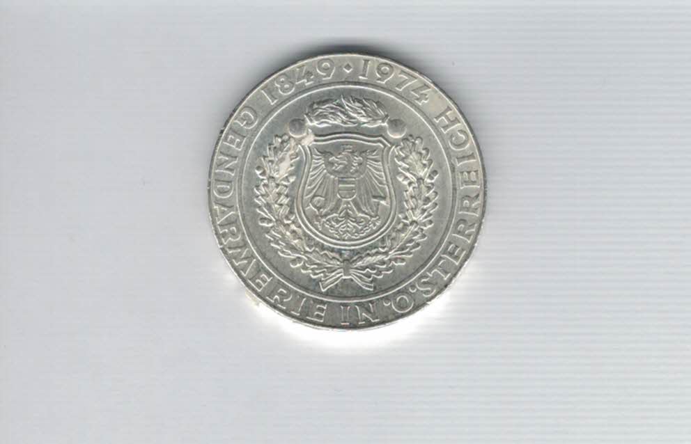  50 Schilling 1974 Gendarmerie seit 125 Jahren Ag 12,8g fein Österreich Spittalgold9800 (4504/2)   