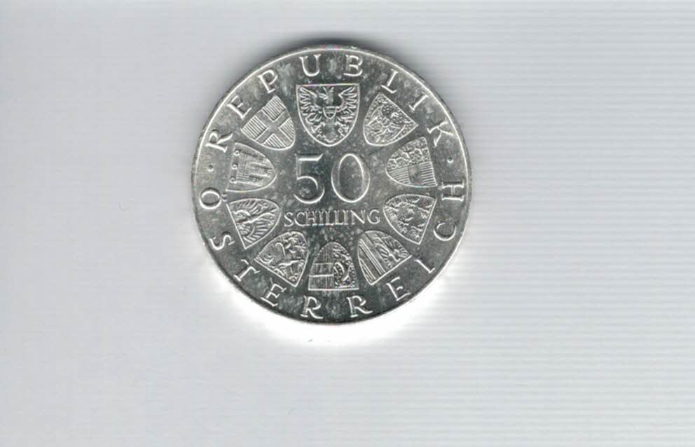  50 Schilling 1974 50 Jahre Rundfunk Ag 12,8g fein Österreich Spittalgold9800 (04504/4)   