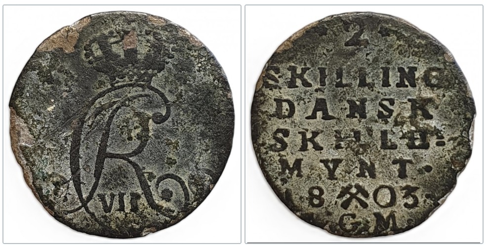  Norwegen  2 Schilling, 1803 Silber 0,250   