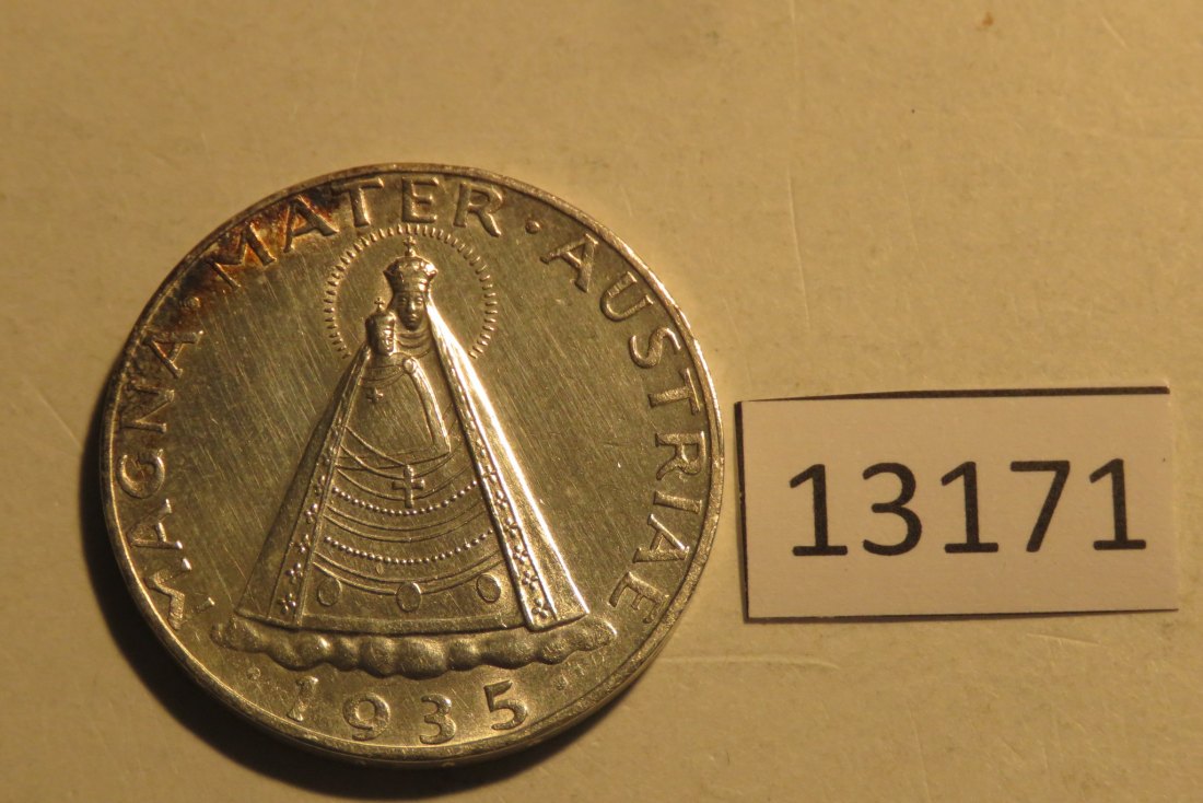  13171 Österreich 1935 - 5 Schilling -  Magna Mater Austriae - 15 g SILBER 0.835   