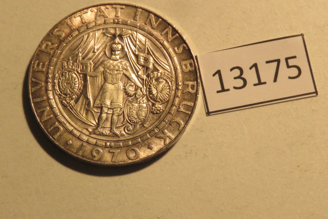  13175 Österreich 1970 - 50 Schilling -  300 Jahre Uni Innsbruck  - 20 g SILBER 0.900   
