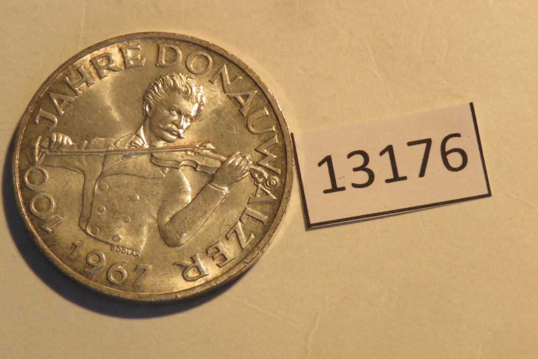  13176 Österreich 1967 - 50 Schilling -  100 Jahre Donauwalzer  - 20 g SILBER 0.900   