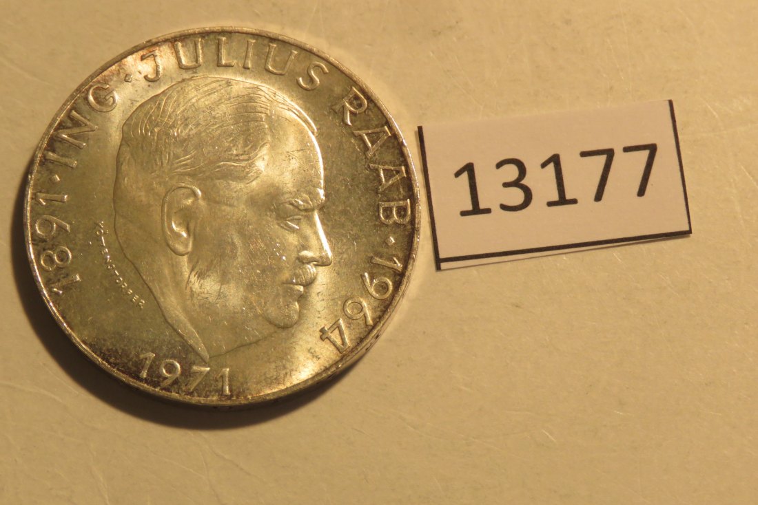  13177 Österreich 1971 - 50 Schilling -   Ing. Julius Raab   - 20 g SILBER 0.900   