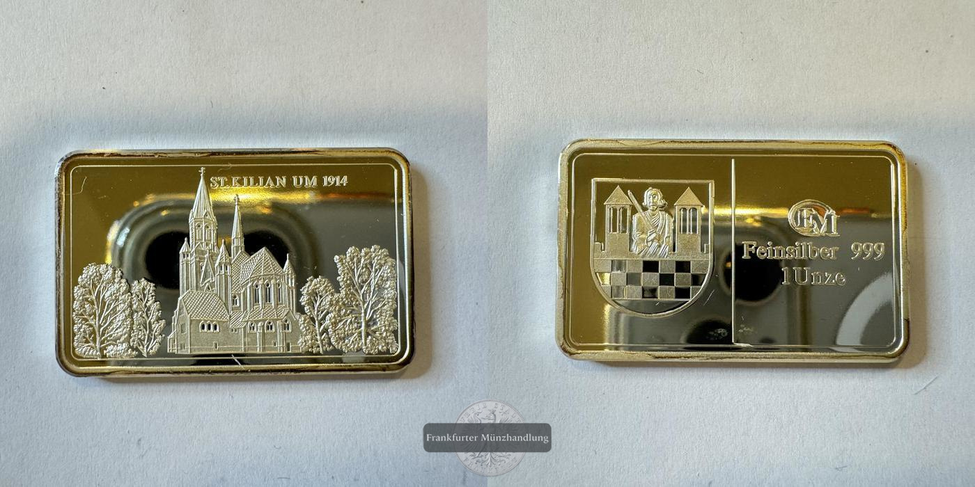  Deutschland Euromint Silberbarren 1oz ST. Kilian um 1914 FM-Frankfurt Feinsilber: 31,1g   