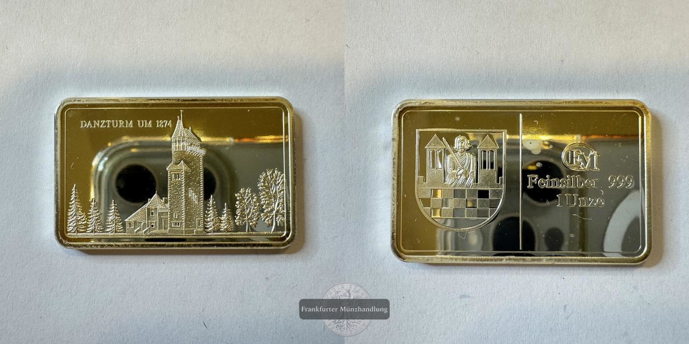  Deutschland Euromint Silberbarren 1oz Danzturm um 1874 FM-Frankfurt Feinsilber: 31,1g   