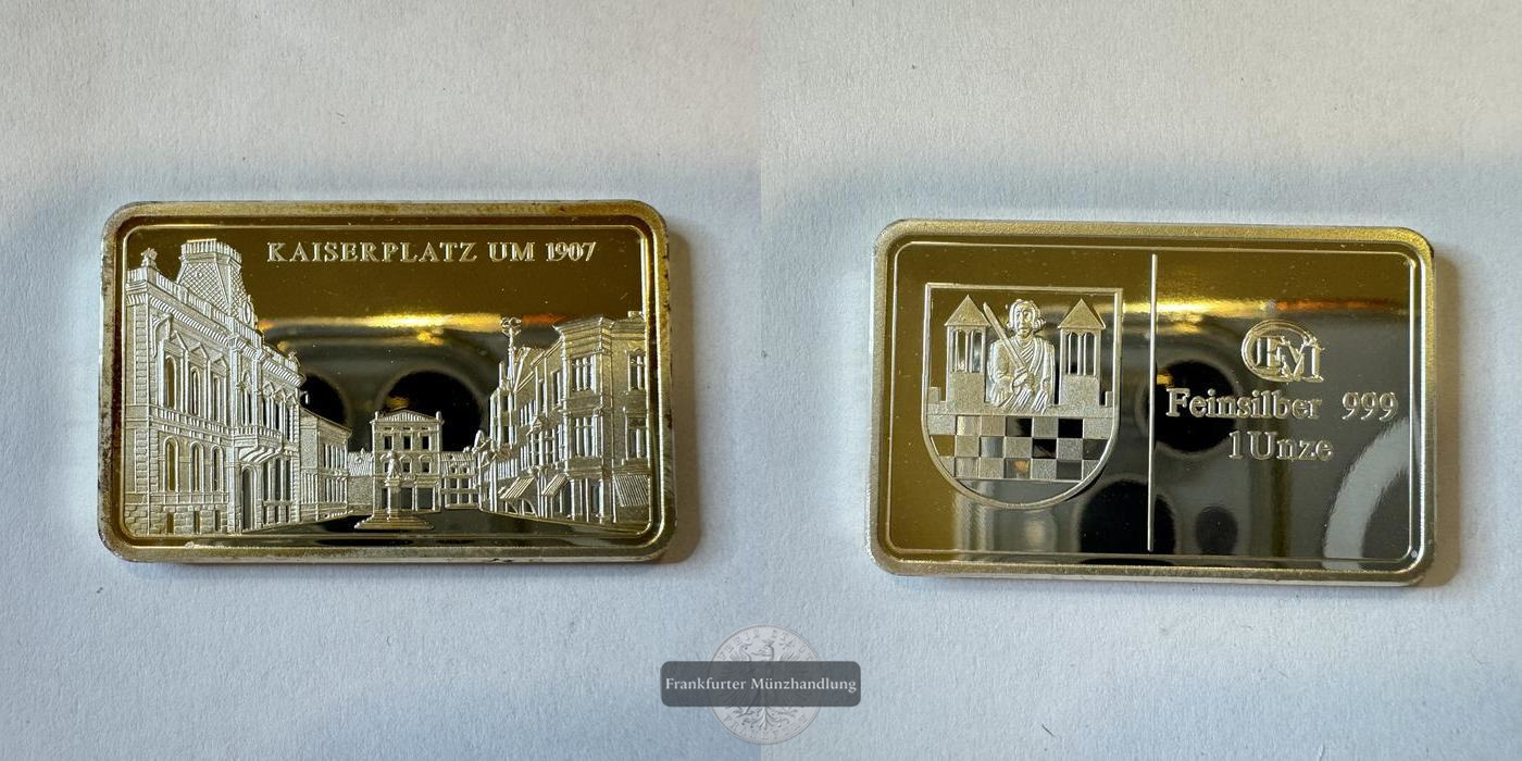  Deutschland Euromint Silberbarren 1oz Kaiserplatz um 1907 FM-Frankfurt Feinsilber: 31,1g   