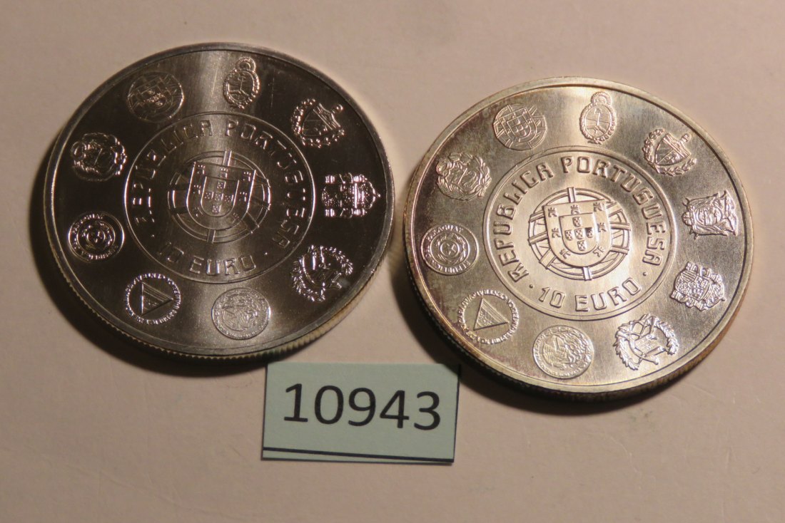  10943 Portugal - 2 x 10 Euro  - 54 g SILBER 0.500   