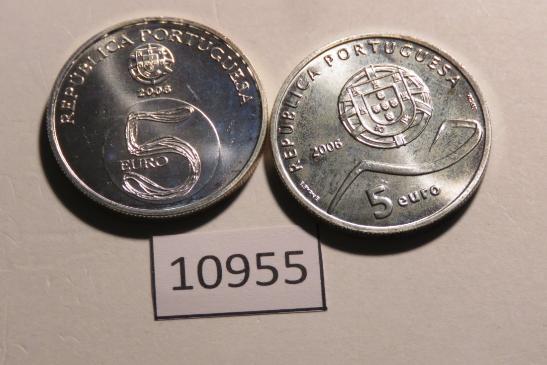  10955 Portugal - 2 x 5 Euro  - 28 g SILBER 0.500   