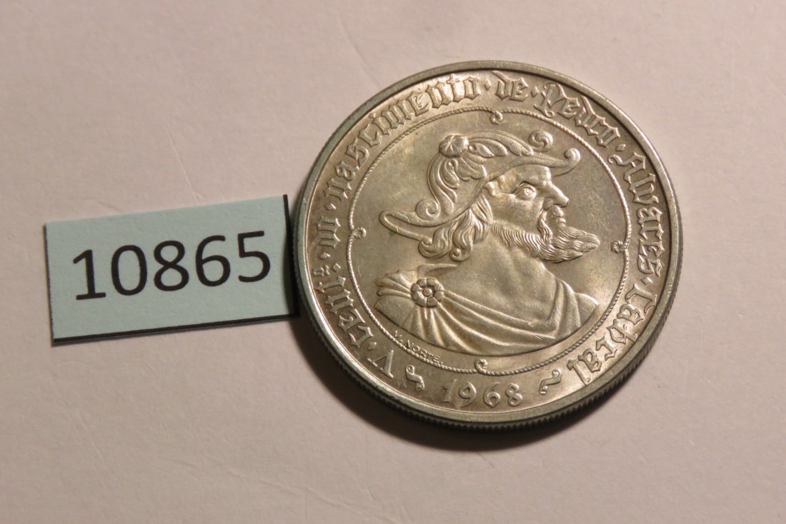  10865 Portugal 1968 - 50 Escudos  - 18 g SILBER 0.650 - Cabral   