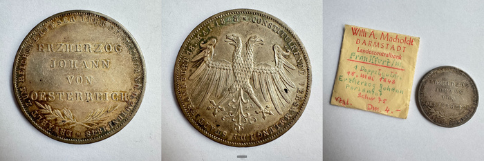  Freie Reichsstadt Frankfurt - 2 Gulden Erzherzog Johann 1848 FM-Frankfurt Feinsilber: 19,1g   