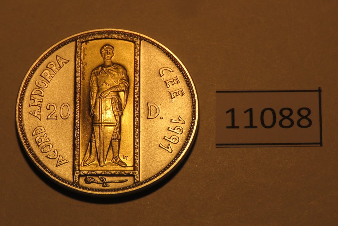  11088 Andorra  1993 - 20 Diners  - 25 g SILBER 0.925 mit 1,5 g GOLD 0.917 - St. Georg   