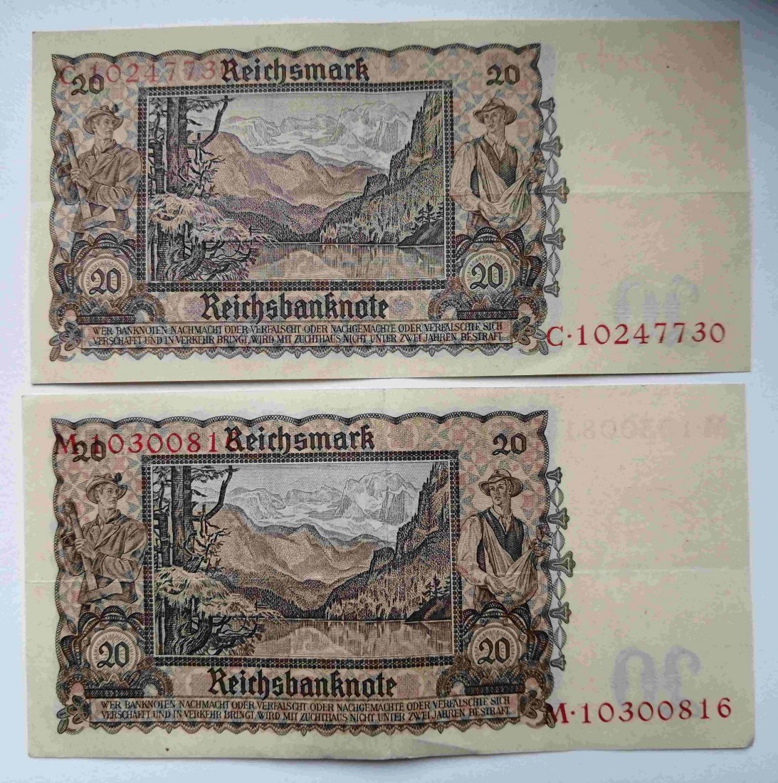  Dt. Reich 2x 20 Reichsmark 1939 -Junge Östreicherin   