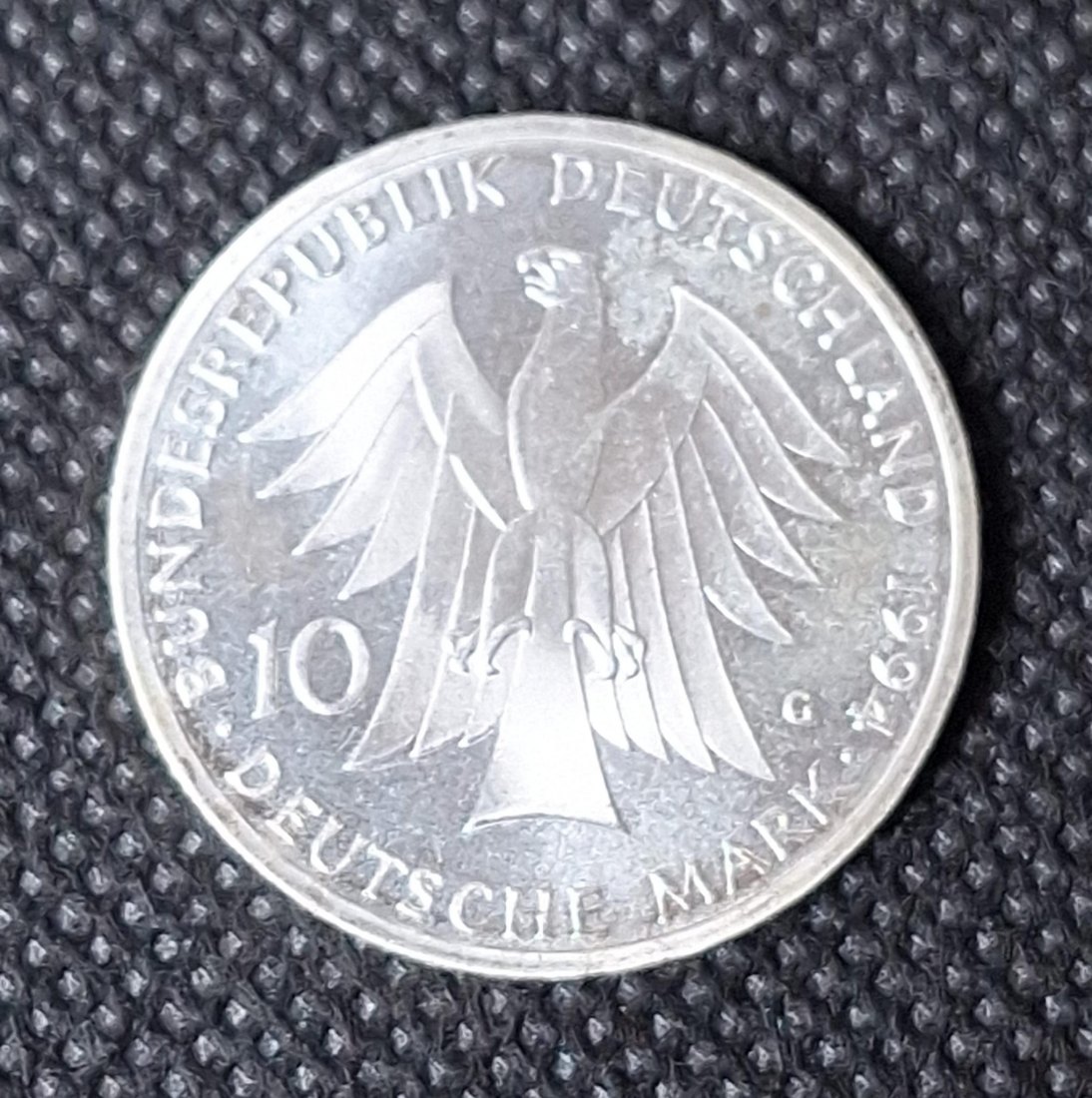  Silbermünze BRD: 10 DM 1994 G, Johann Gottfried Herder, Feingewicht 9,69 Gramm   