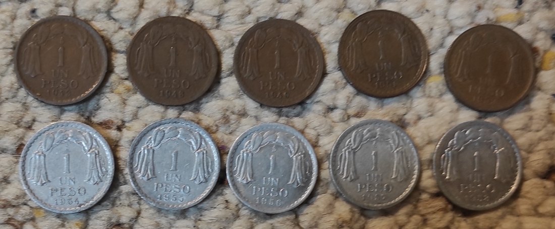  Set 007: Chile Münzlot mit 10 verschiedenen Münzen   