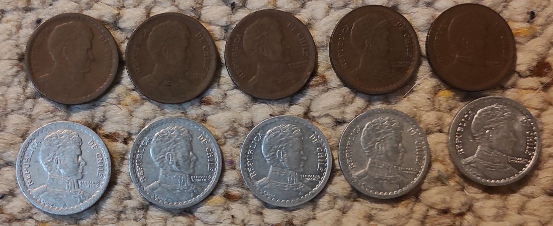 Set 007: Chile Münzlot mit 10 verschiedenen Münzen   