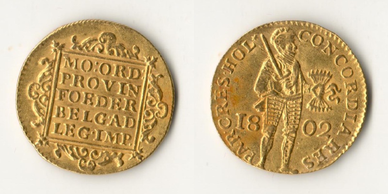 Niederlande MM-Frankfurt  Feingold: 3,43g Dukat 1802 