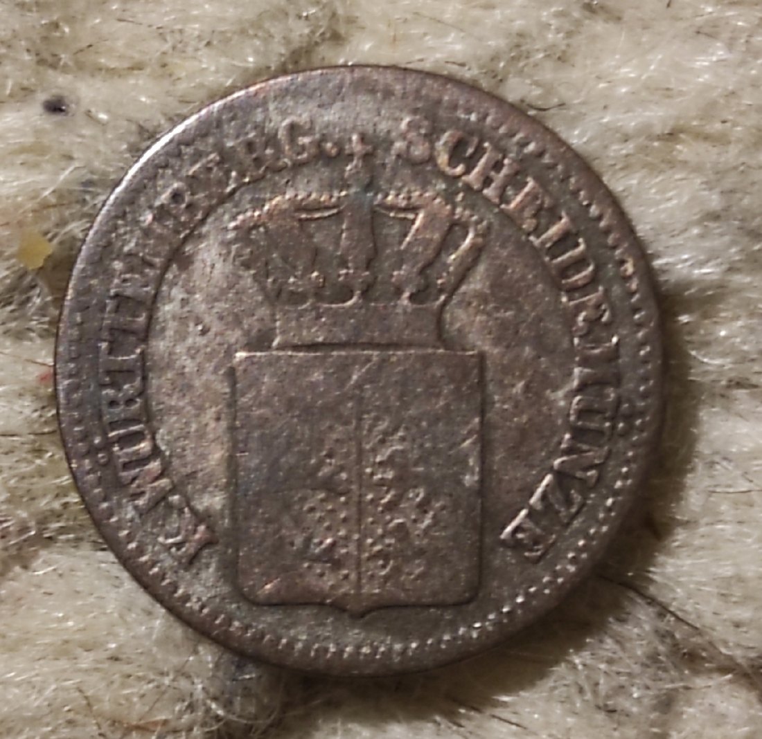 Württemberg 1 Kreuzer 1860, SILBER, etwas abgegriffen   