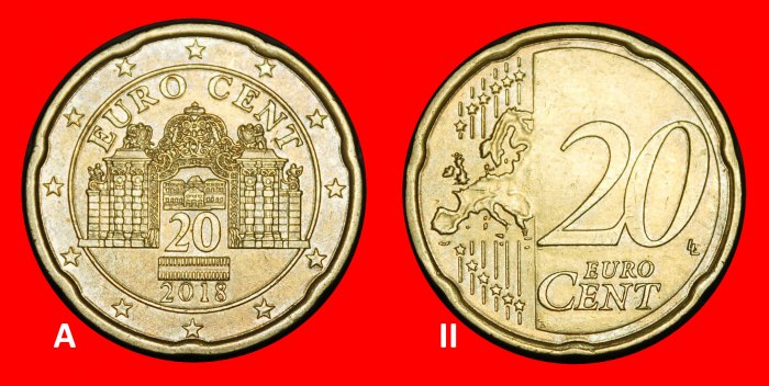  Ⰺ NORDIC GOLD (2008-2026): AUSTRIA★20 EURO CENTS 2018 SPANISH ROSE★PUBLISHED★LOW START ★ NO RESERVE!   