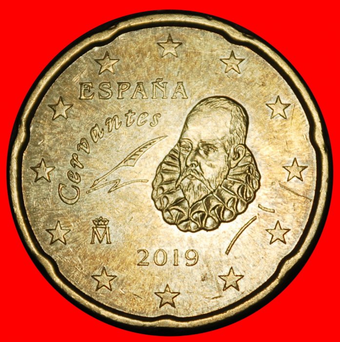  Ⰿ NORDIC GOLD (1999-2026): SPAIN ★ 20 EURO CENTS 2019 Cervantes (1547-1616)!★LOW START ★ NO RESERVE!   