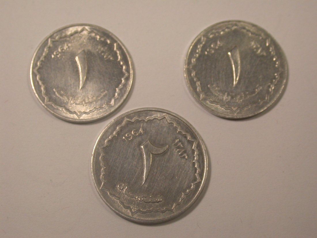  J31  Algerien 3 Münzen 1964 in unc   Originalbilder   